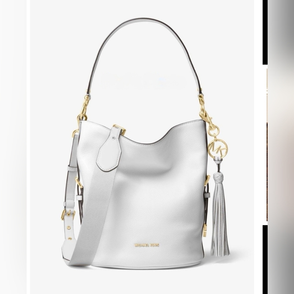 Michael Kors White Brooke bucket Bag